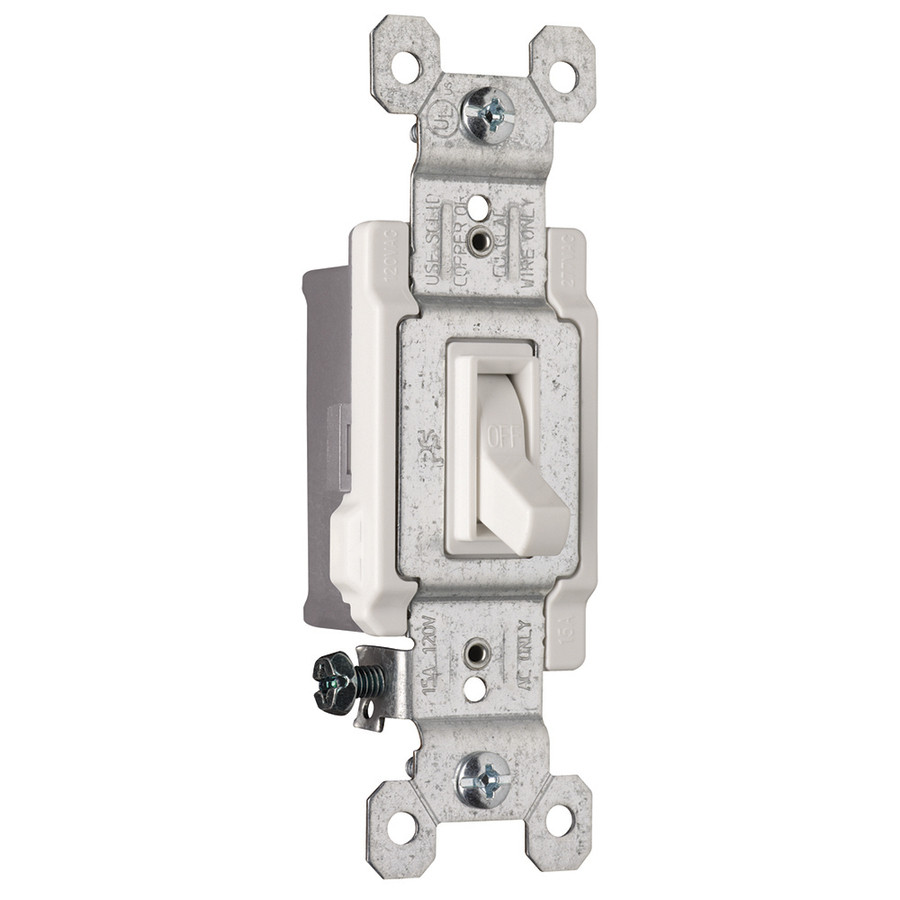 1-Switch 15-Amp Single Pole White Indoor Framed Toggle Light Switch
