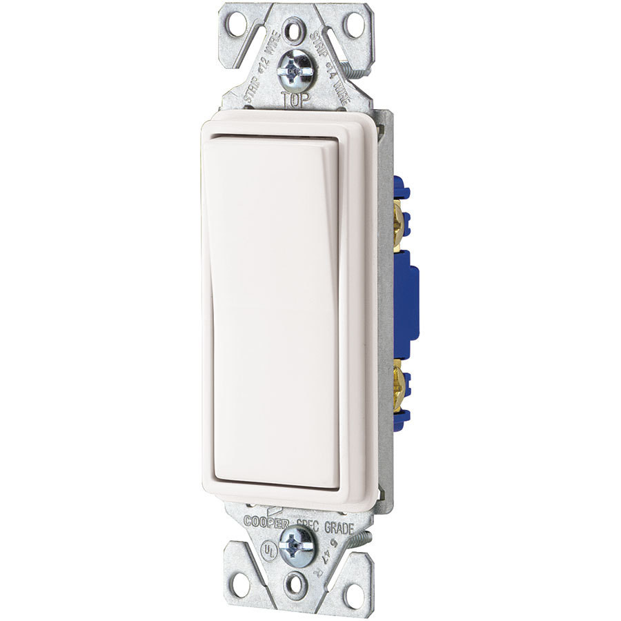 1-Switch 15-Amp Single Pole White Indoor Rocker Light Switch