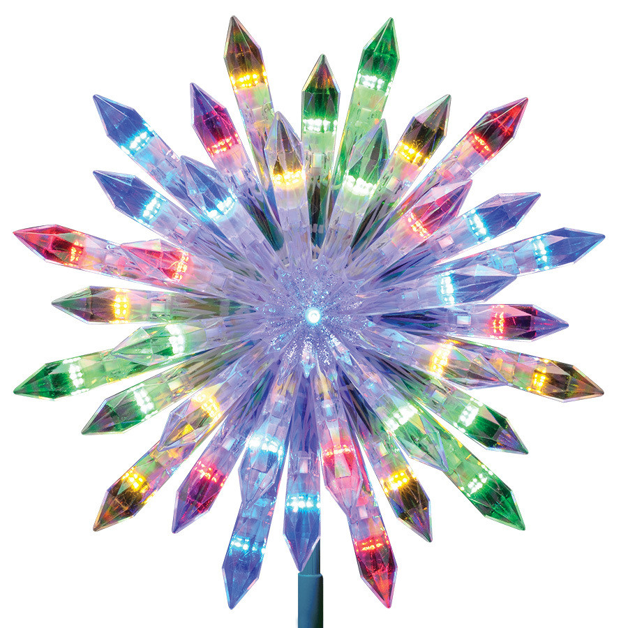 12-in Clear Lighted Plastic Starburst Christmas Tree Topper with Color Changing LED Lights