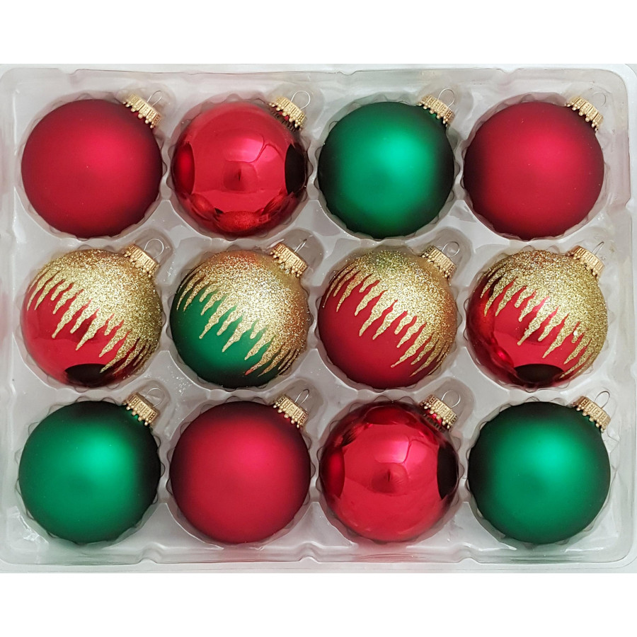 12-Pack Multiple Color and Shiny and Matte Ornament Set