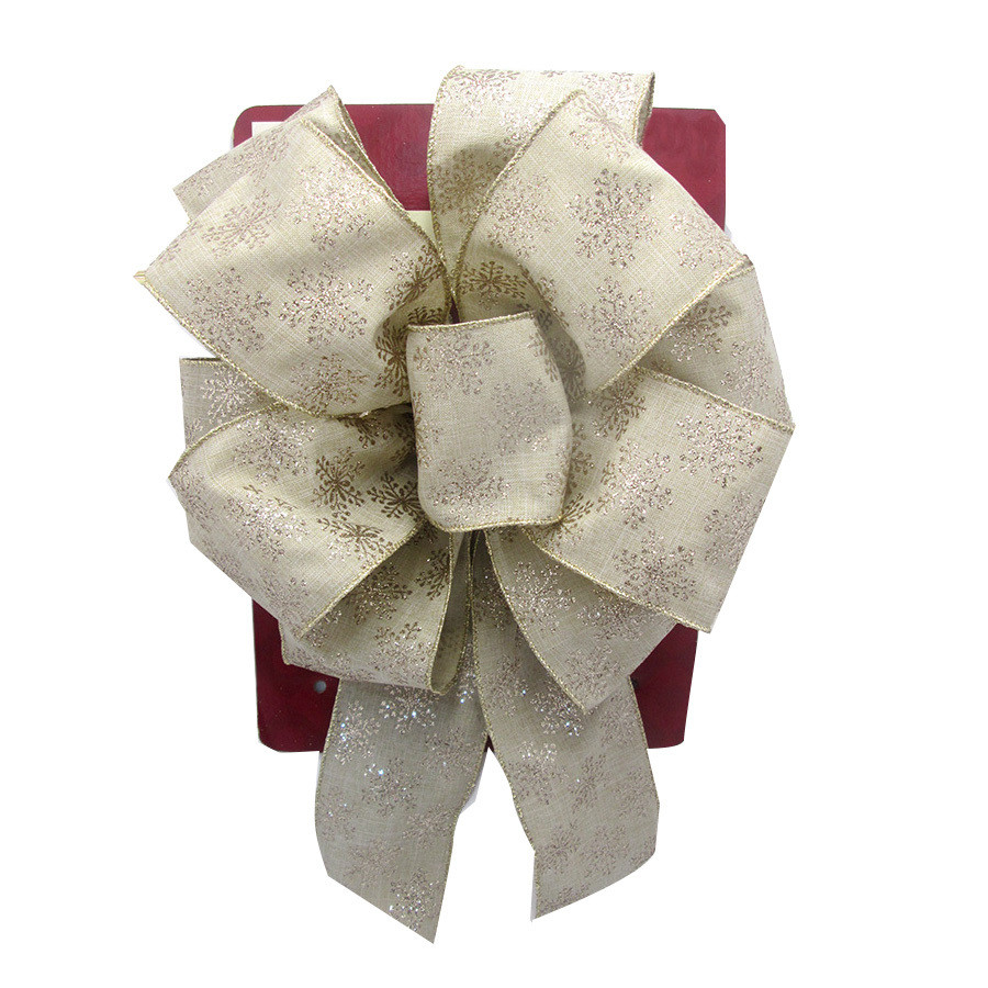 13-in W Off-White Snowflake Bow