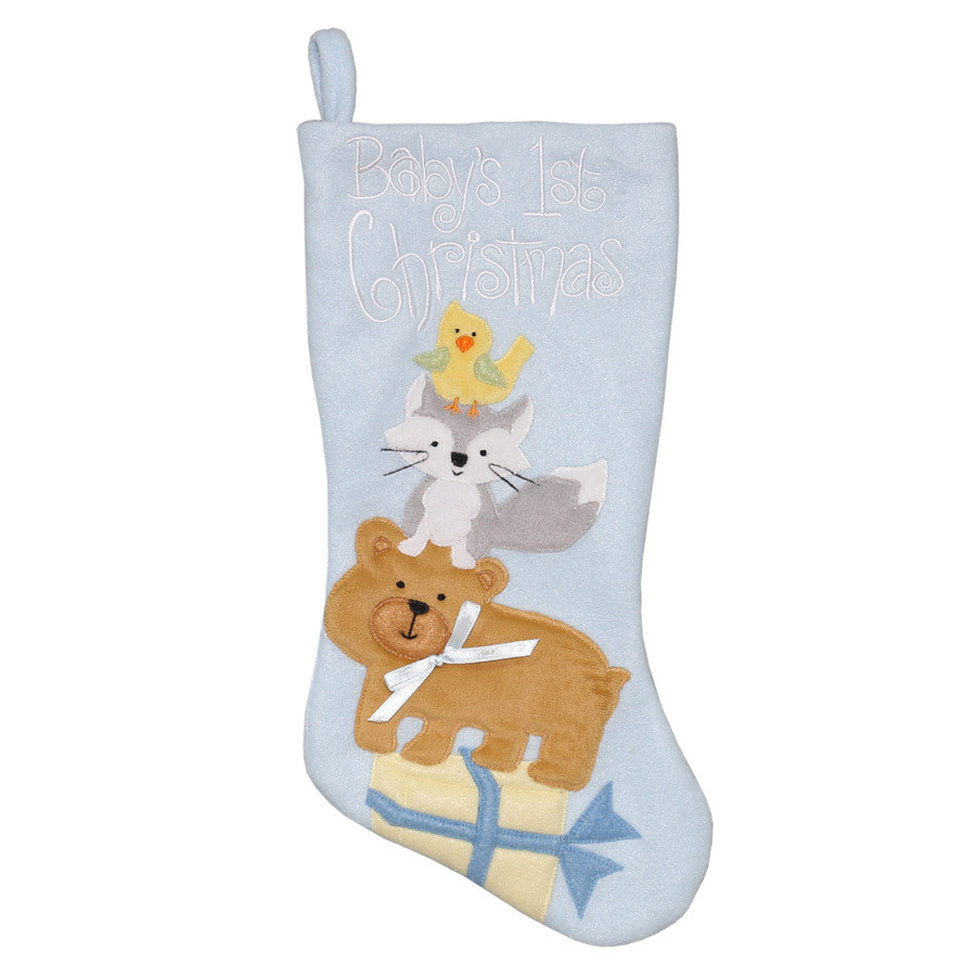 16-in Pink Baby's First Christmas Stocking