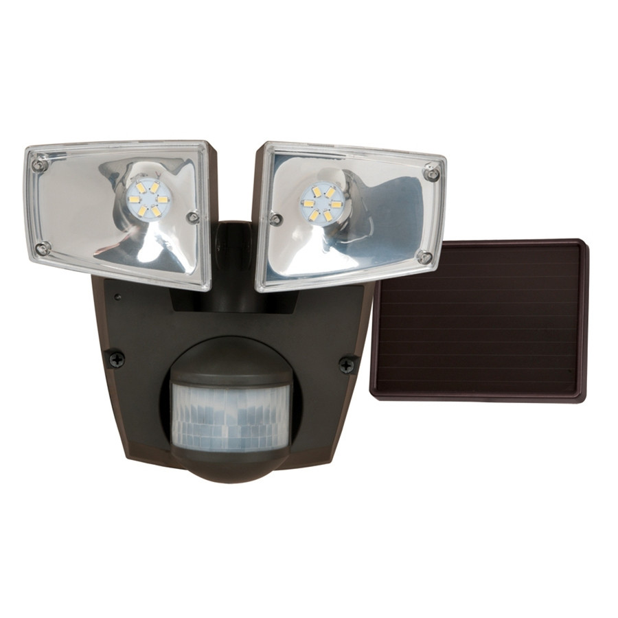 180-Degree 2-Head Black Solar Powered Led Motion-Activated Flood Light Timer Included