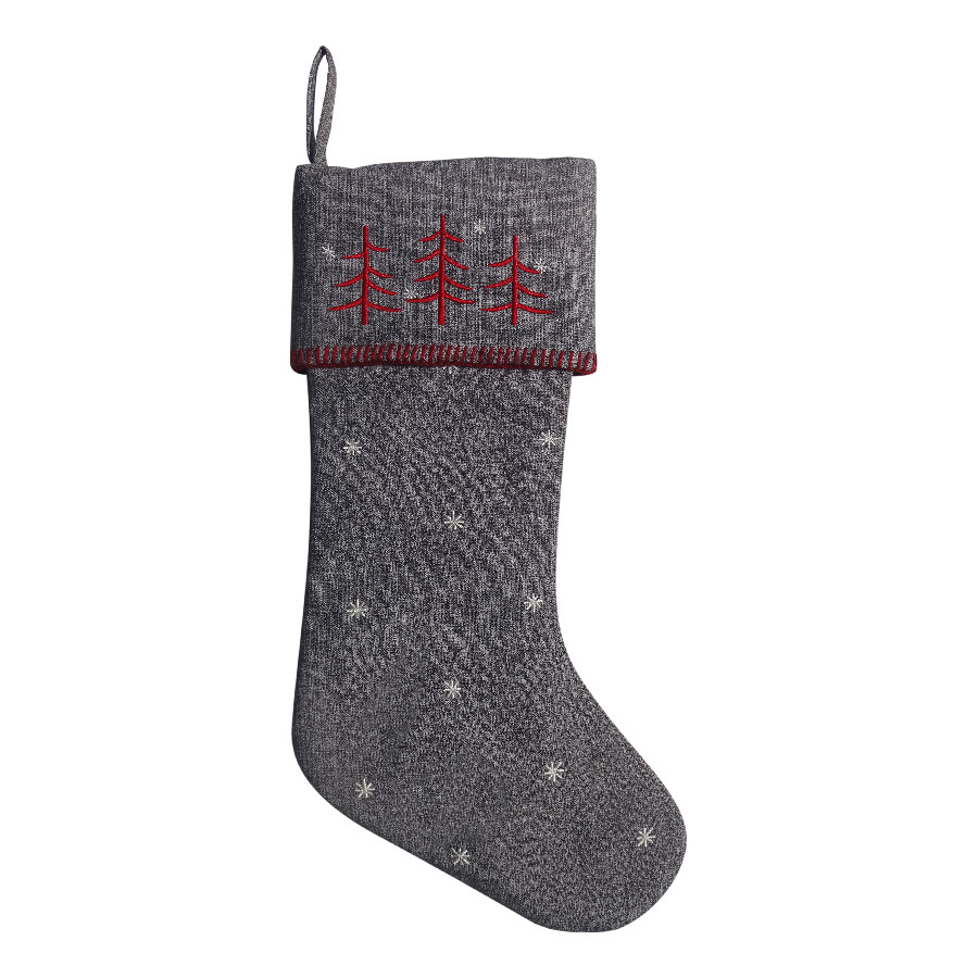 19-in Gray Embroidered Christmas Stocking