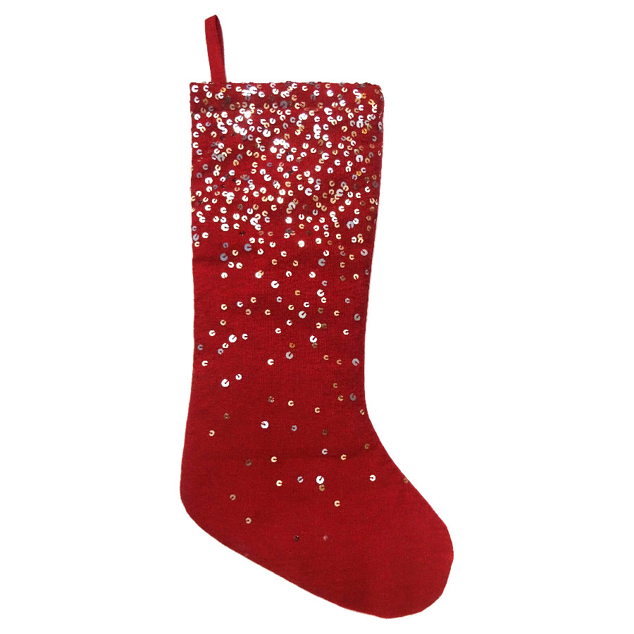 19-in Red Embroidered Christmas Stocking