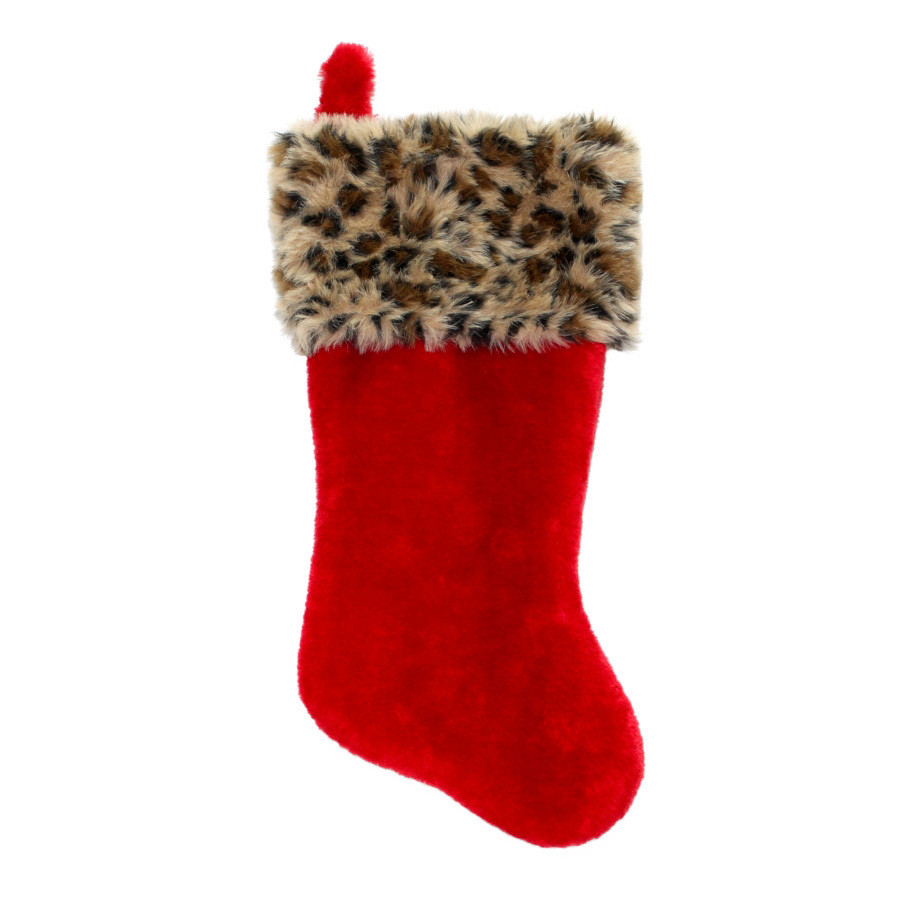 19-in Red Leopard Christmas Stocking