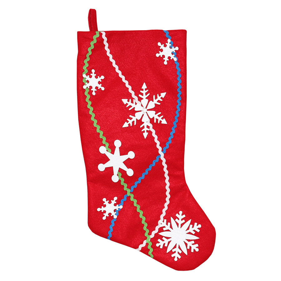 19-in Red Snowflake Christmas Stocking