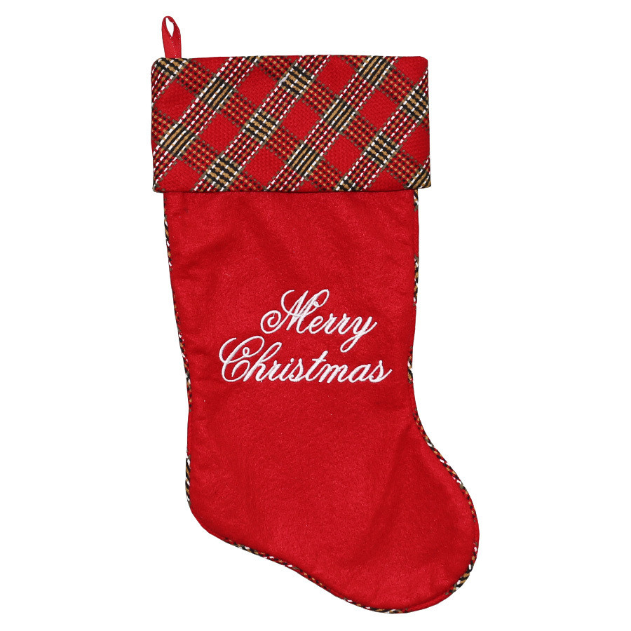 19-in Red Traditional Christmas Stocking