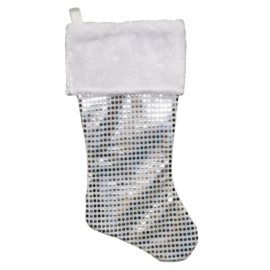 19-in Silver Glitter Christmas Stocking