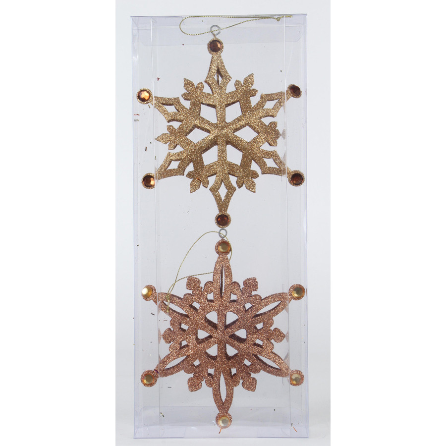 2-Pack Bronze/Gold Snowflake Ornament Set