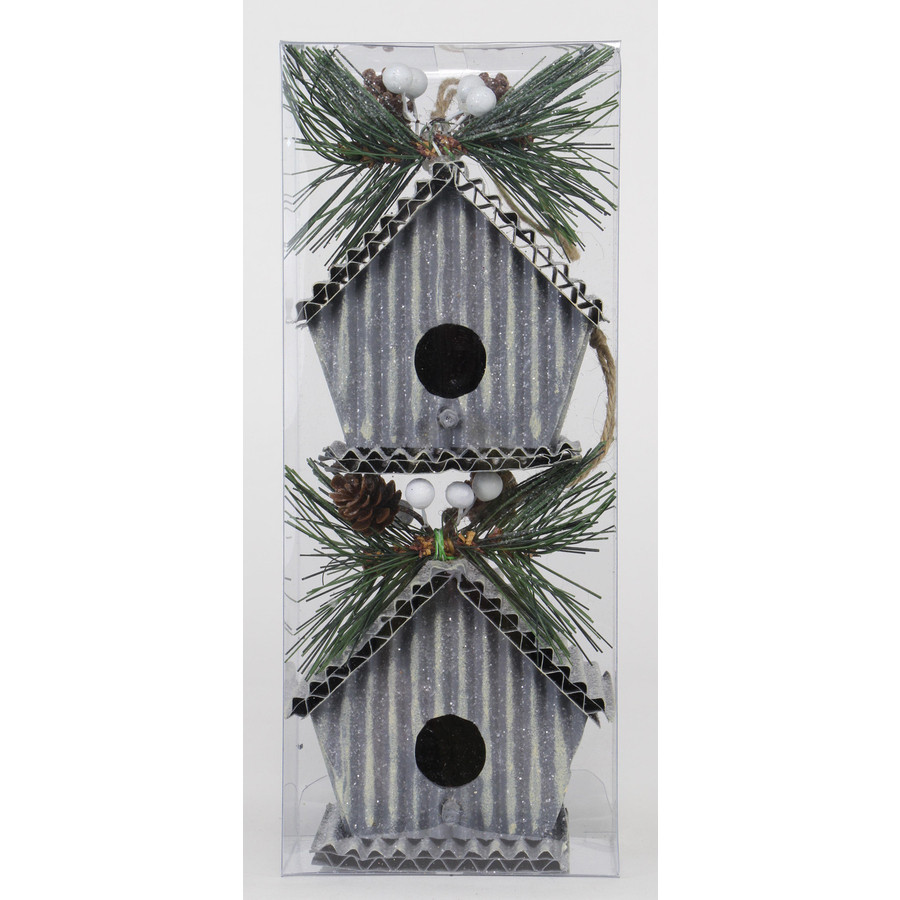 2-Pack Mixed Color Birdhouse Ornament Set