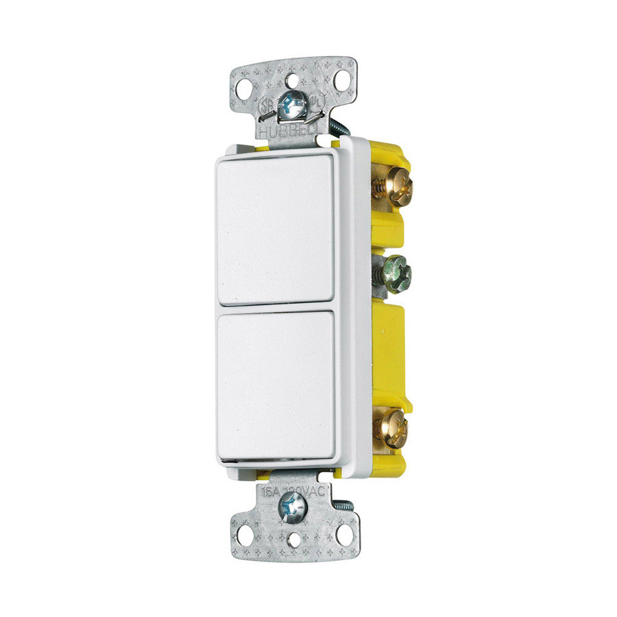 2-Switch 15-Amp Single Pole 3-Way White Indoor Rocker Light Switch