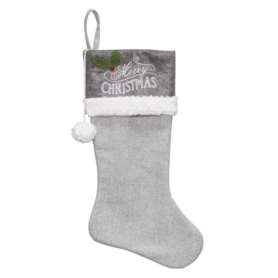 21-in Gray Traditional Christmas Stocking