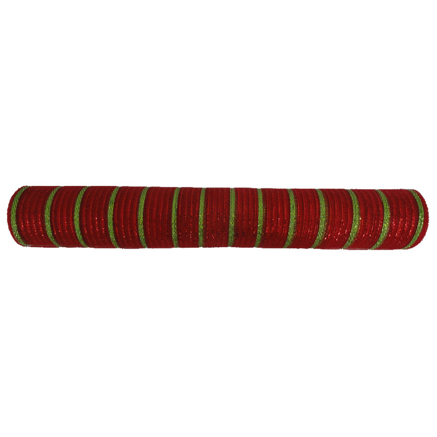 21-in W x 30-ft L Red/Light Green Striped Ribbon