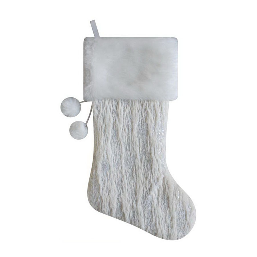 21-in White Traditional Christmas Stocking