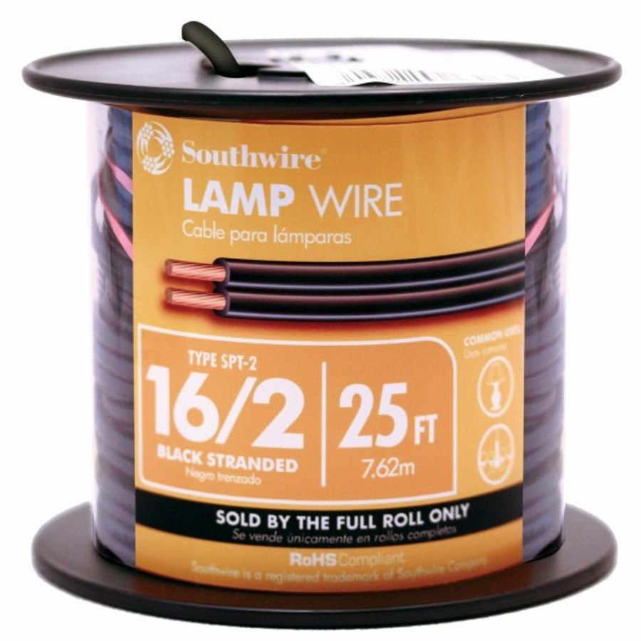 25-ft 16-AWG 2-Conductor Black Lamp Cord