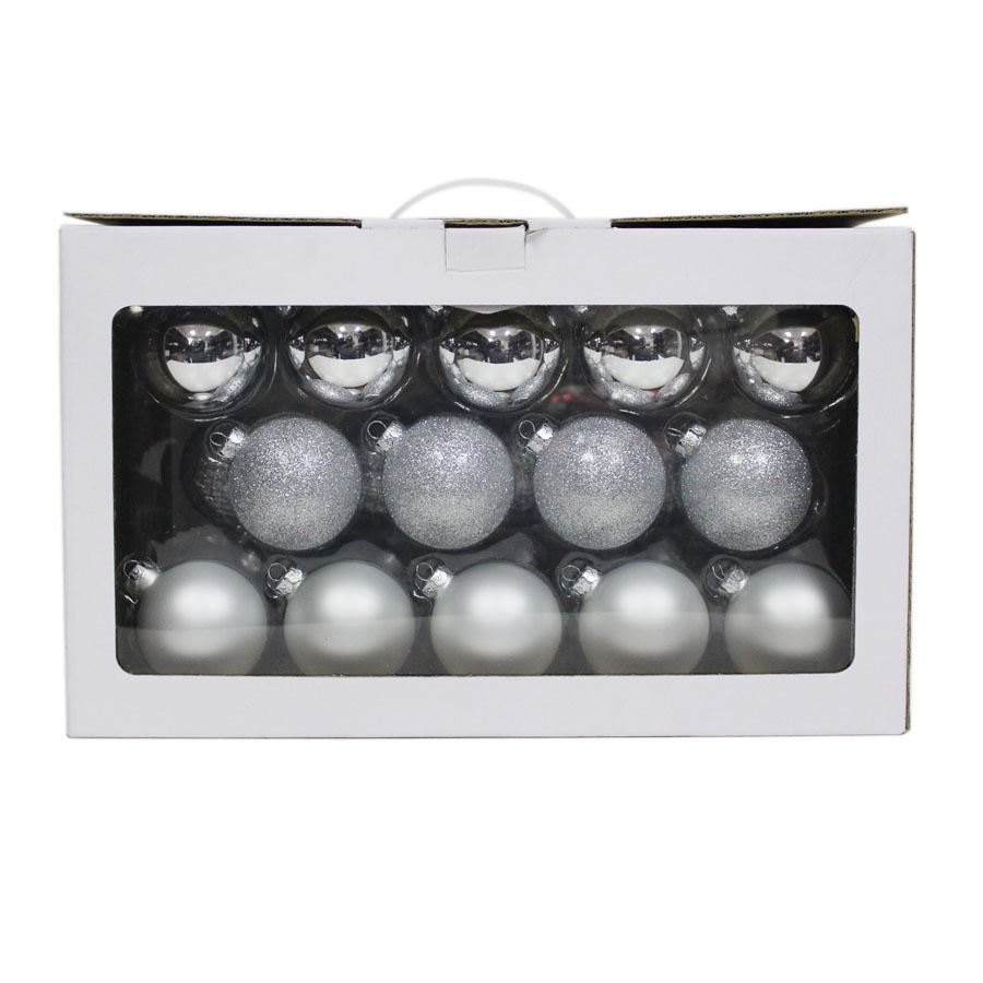 28-Pack Silver Ball Ornament Set