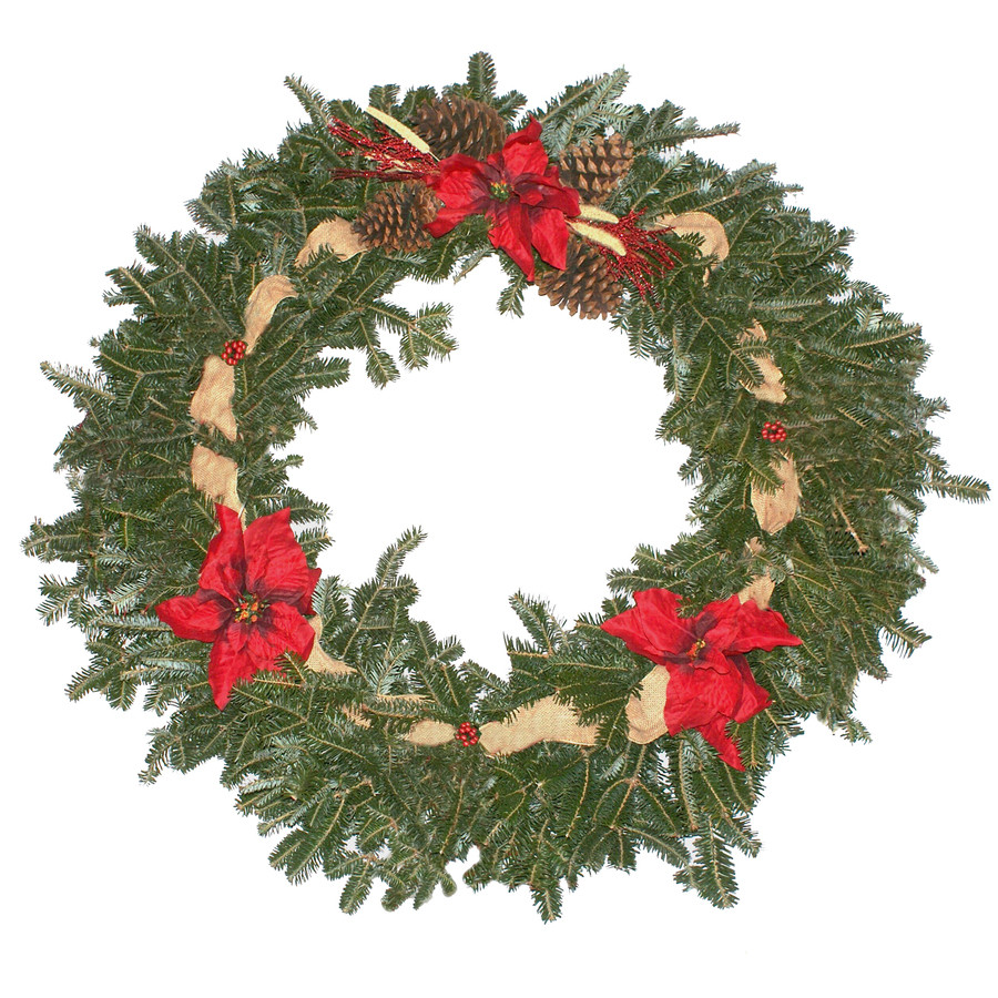 36-in Fresh Fraser Fir Christmas Wreath with Lights
