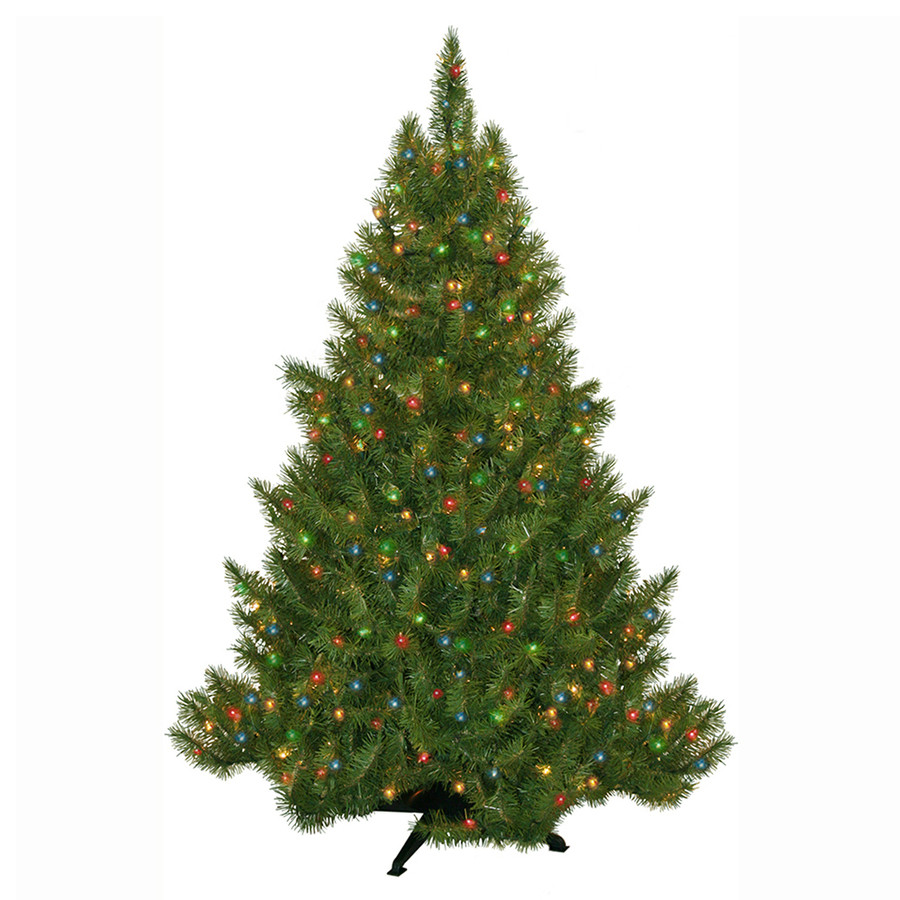 4.5-ft Pre-Lit Fir Artificial Christmas Tree with Multicolor Incandescent Lights