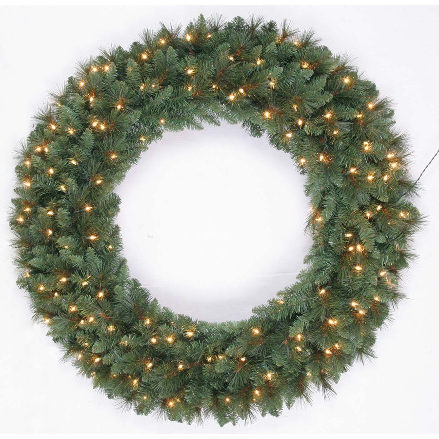 48-in Pre-Lit Indoor/Outdoor Scottsdale Pine Artificial Christmas Wreath with White Clear Incandescent Lights