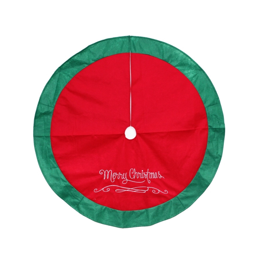 48-in Red Polyester Merry Christmas Tree Skirt