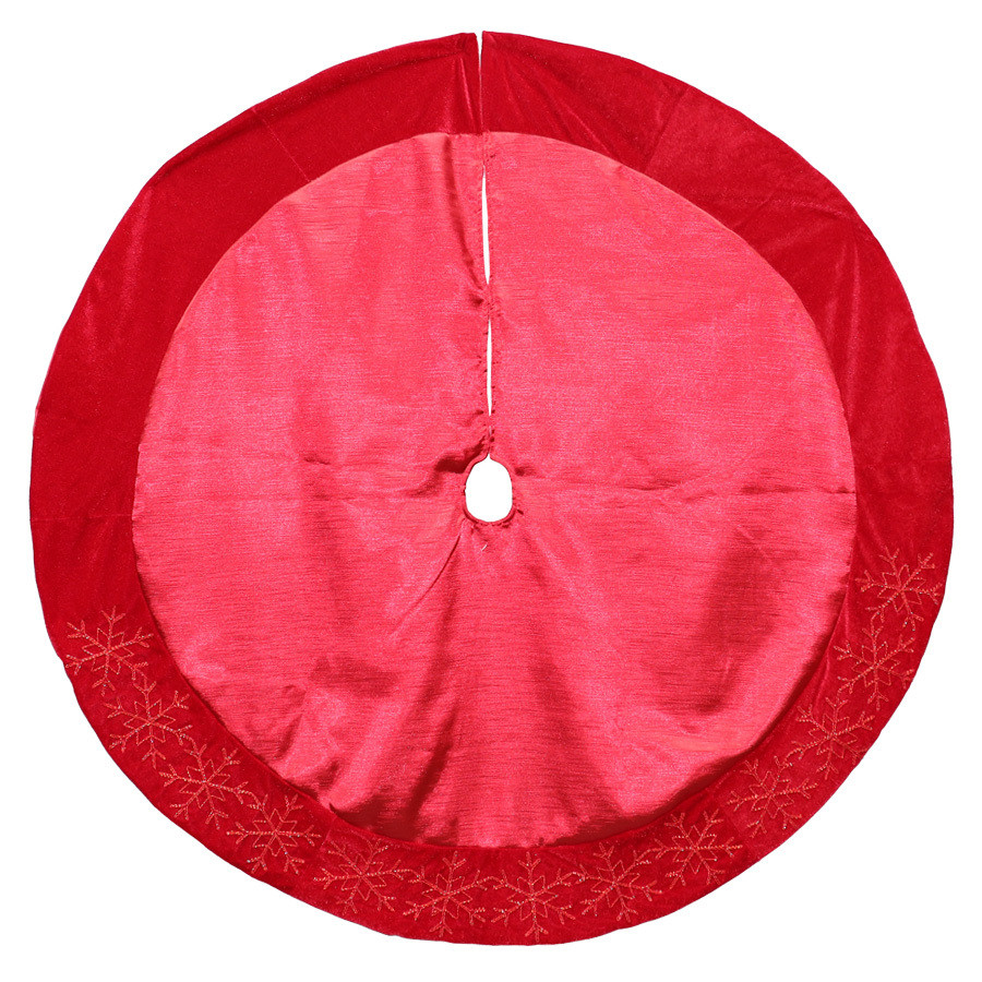 48-in Red Polyester Snowflake Christmas Tree Skirt