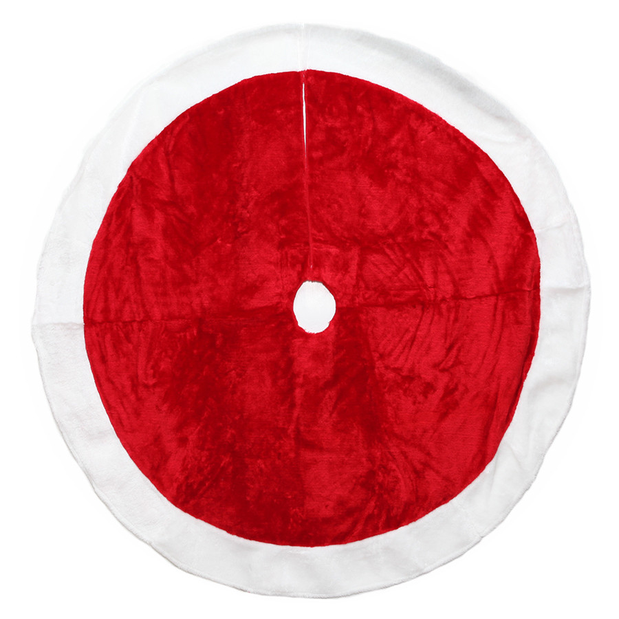 48-in Red Polyester Traditional Christmas Tree Skirt