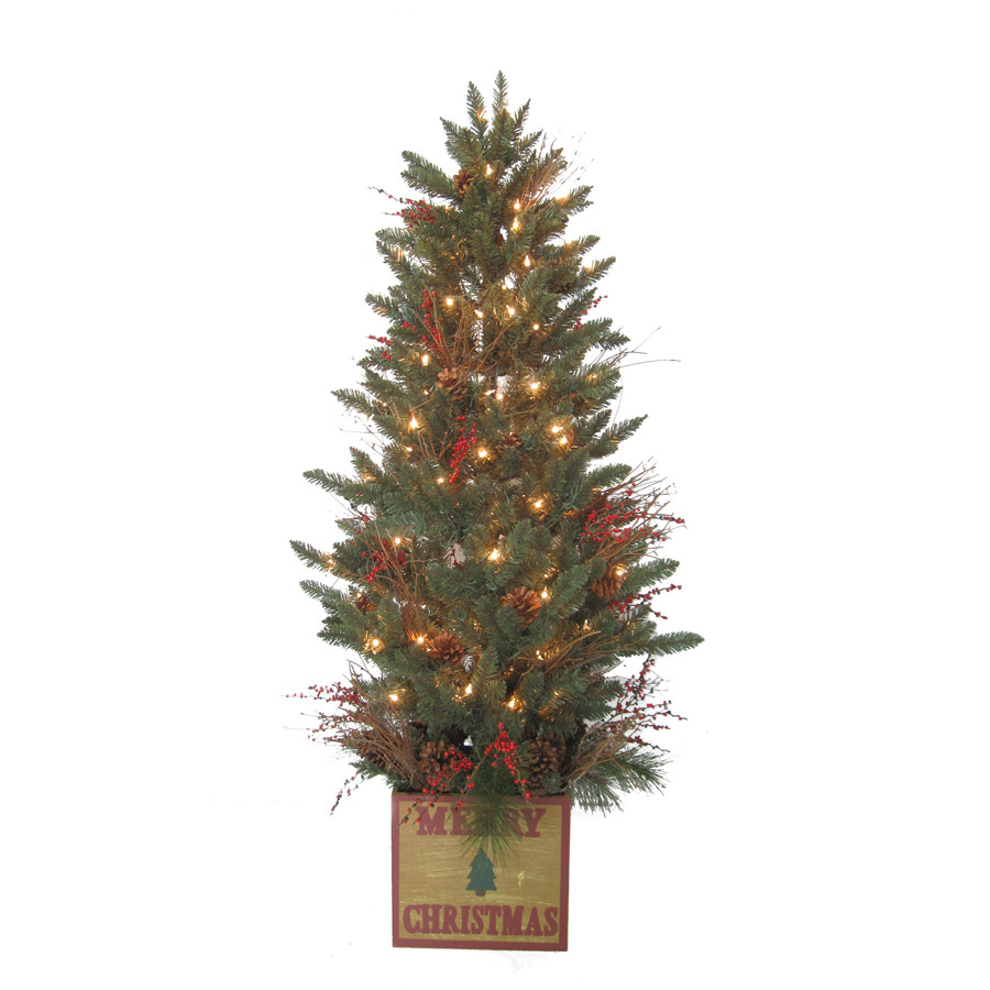 5-ft Pre-Lit Aspen Fir Artificial Christmas Tree with Clear Incandescent Lights
