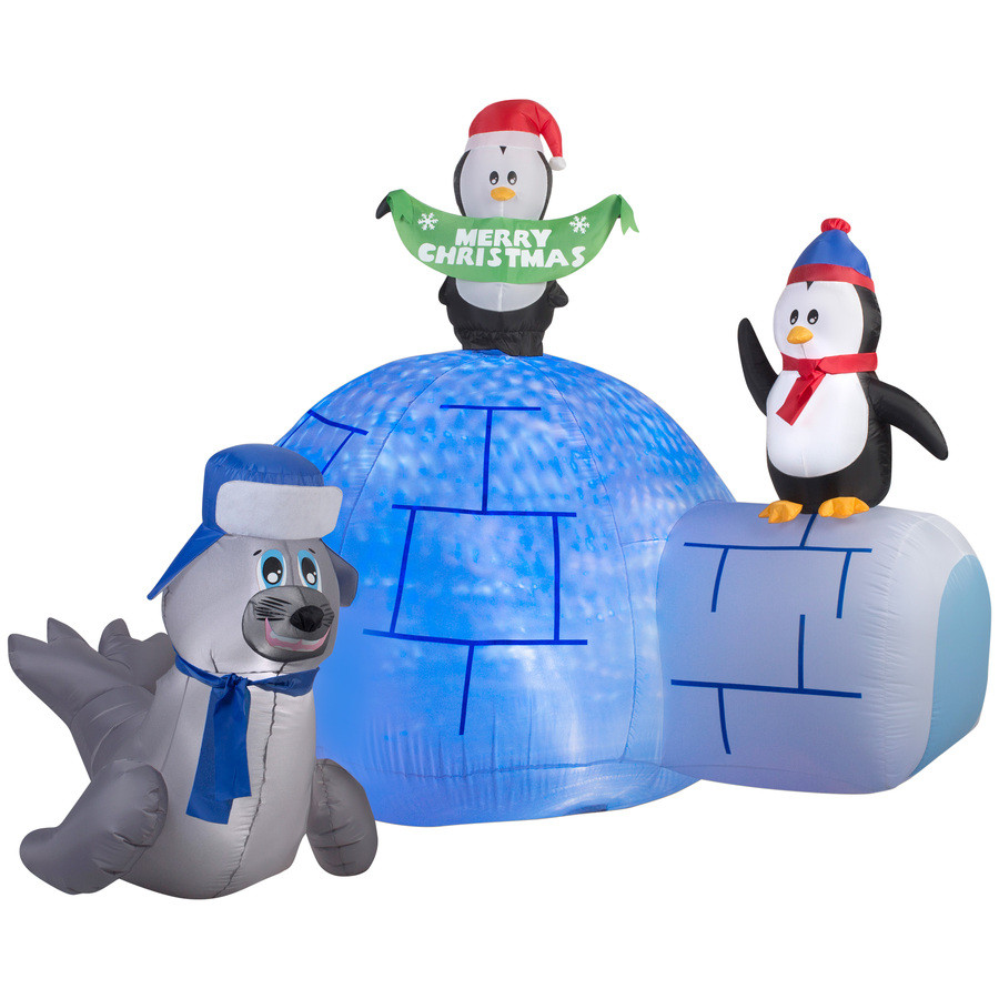 5.24-ft x 4.75-ft Animatronic Lighted Igloo Christmas Inflatable
