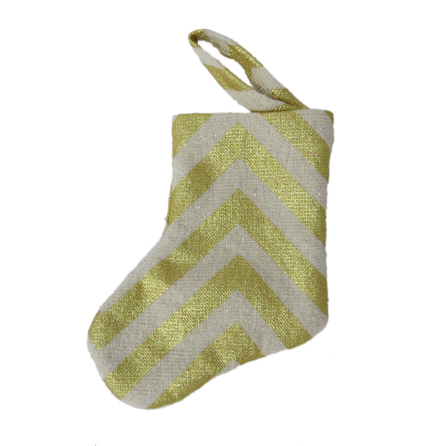 5.5-in Gold Graphic Pattern Christmas Stocking