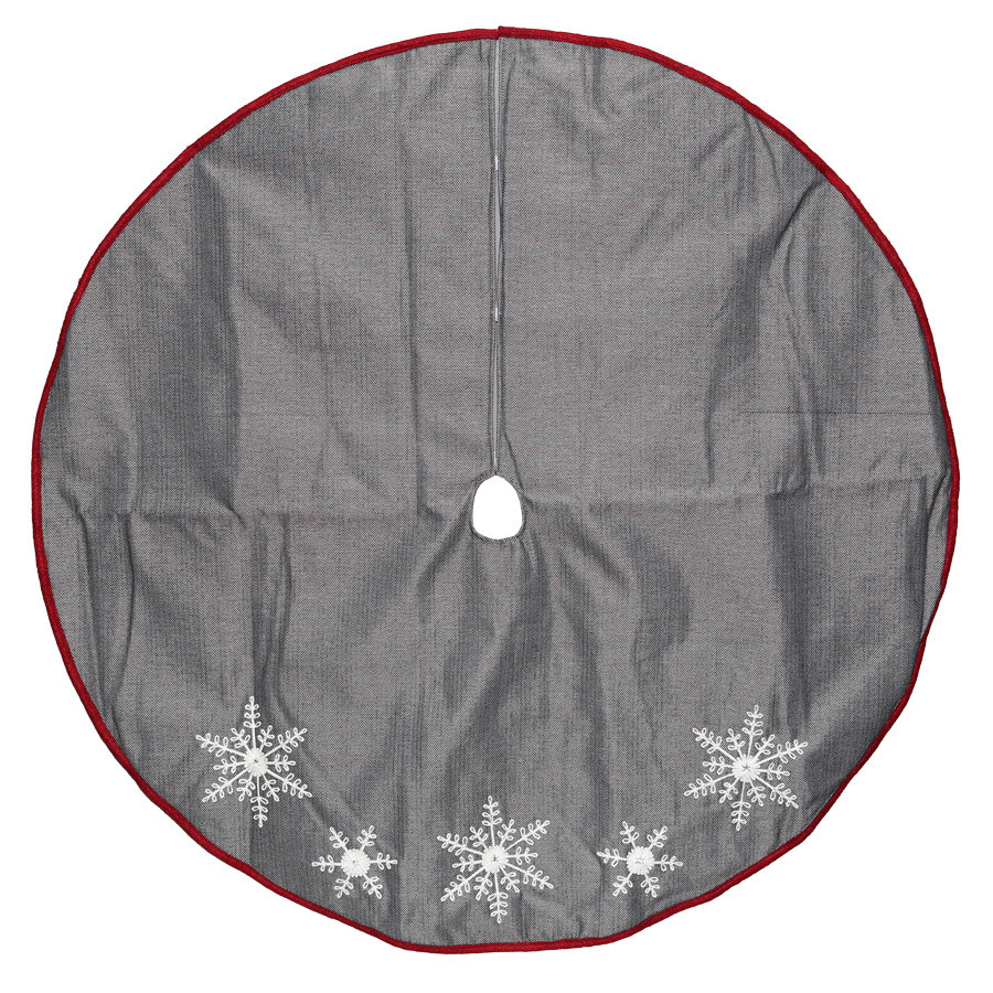 56-in Black Polyester Snowflake Christmas Tree Skirt