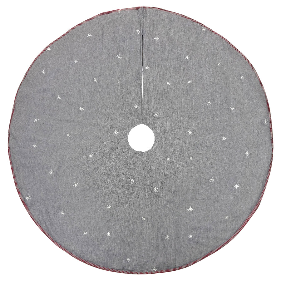 56-in Gray Cotton Traditional Christmas Tree Skirt