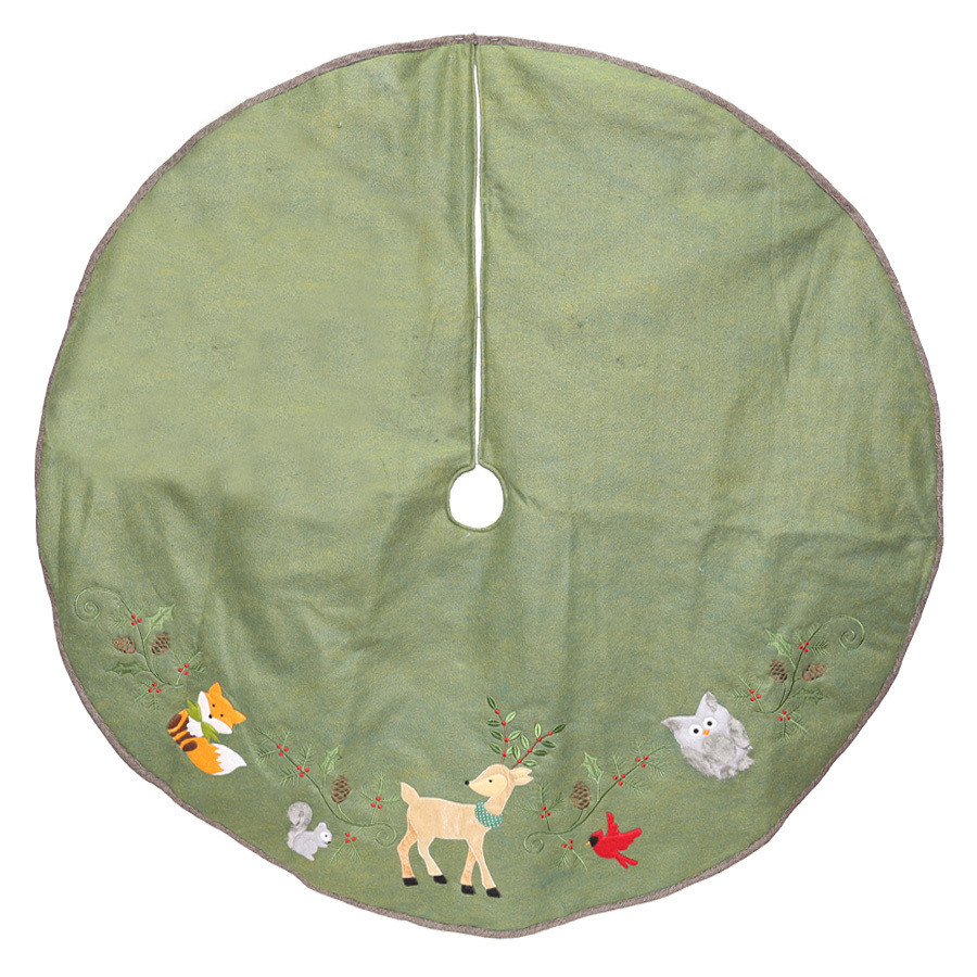 56-in Green Polyester Traditional Christmas Tree Skirt