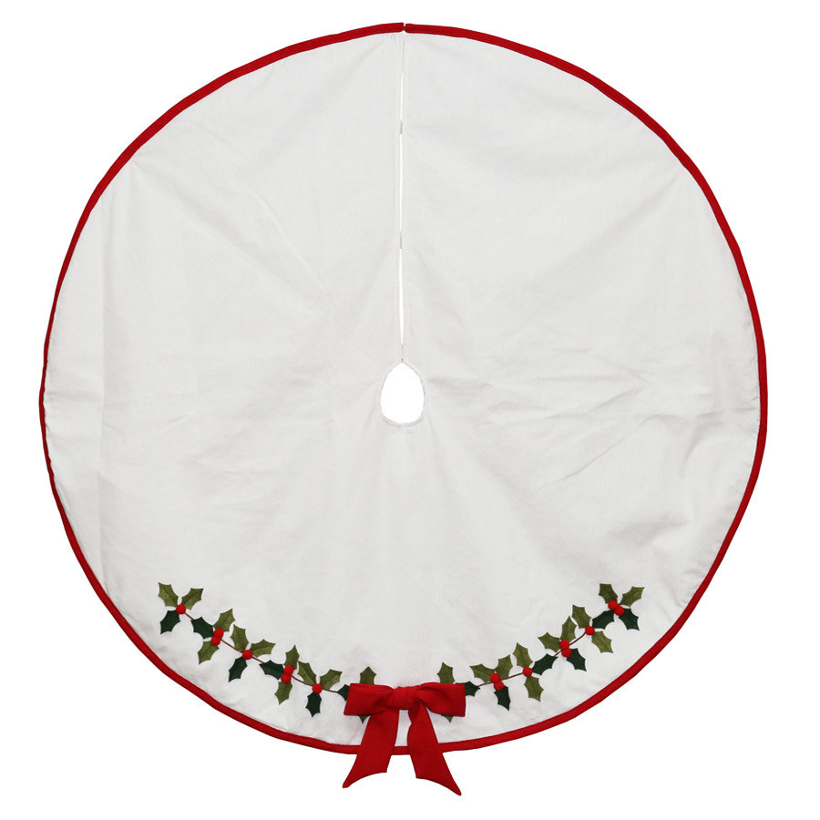 56-in Off-White Polyester Traditional Christmas Tree Skirt