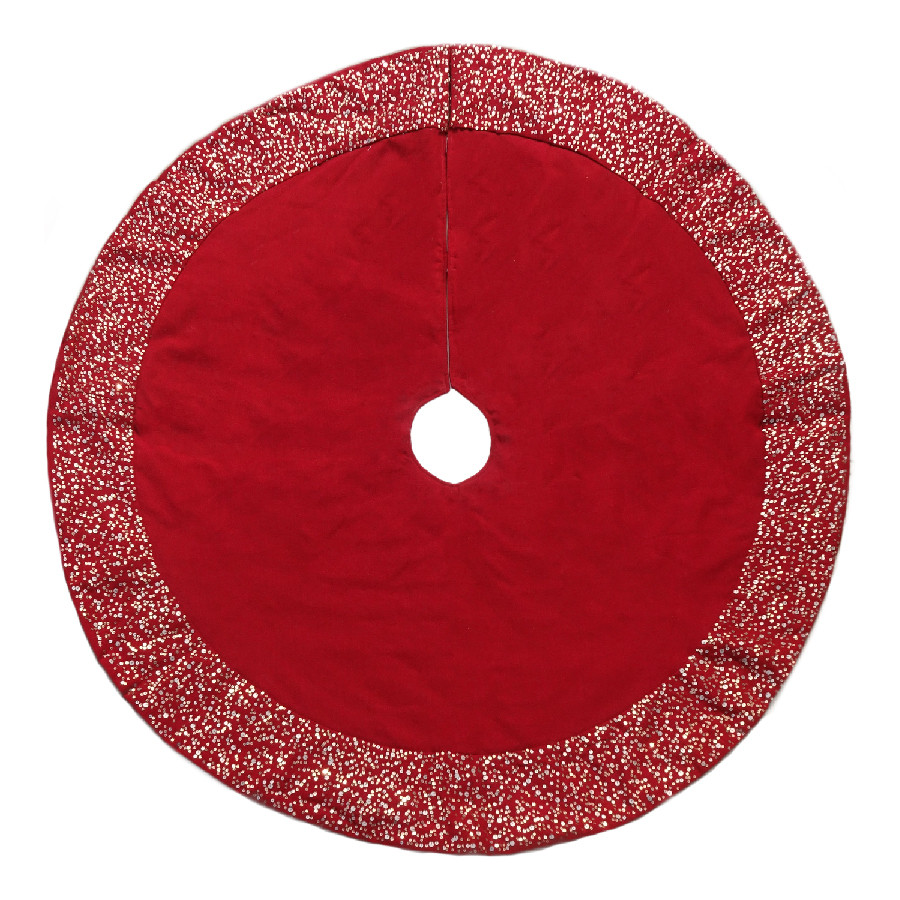 56-in Red Cotton Beaded Christmas Tree Skirt