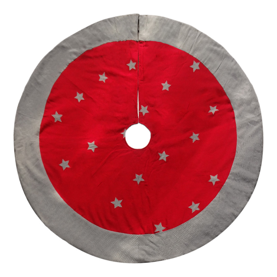 56-in Red Cotton Traditional Christmas Tree Skirt