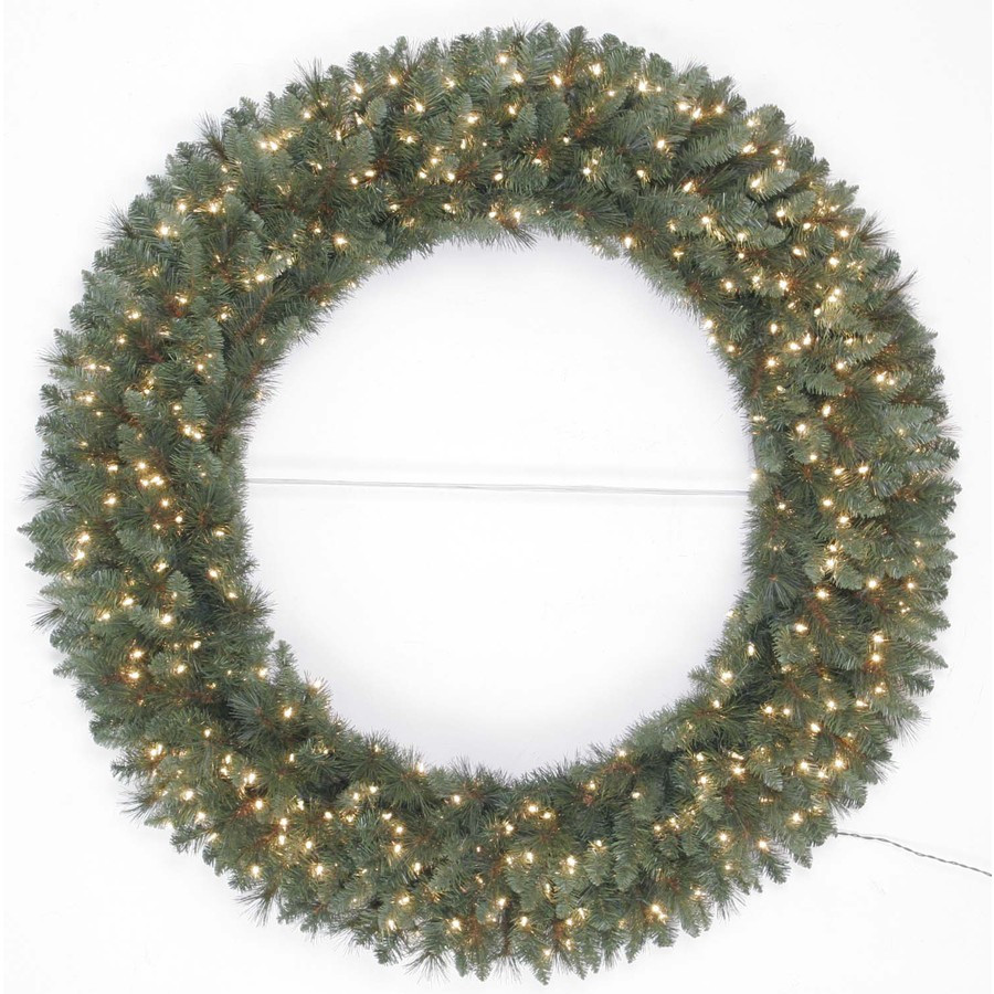 60-in Pre-Lit Indoor/Outdoor Scottsdale Pine Artificial Christmas Wreath with White Clear Incandescent Lights