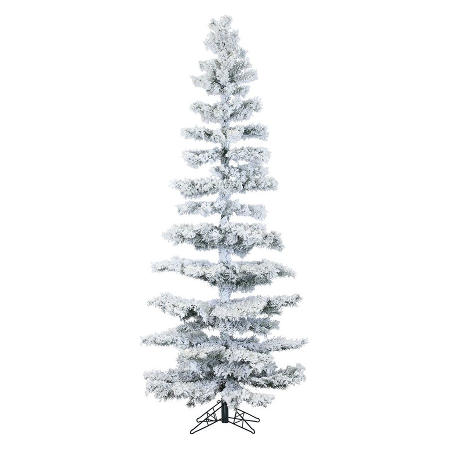 7.5-ft Pre-Lit Slim Flocked Artificial Christmas Tree with Clear White LED Lights