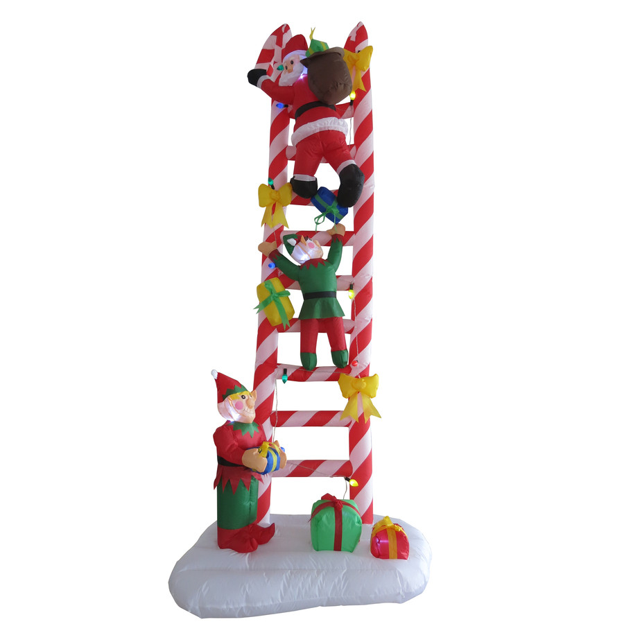 8-ft x 3-ft Lighted Santa's Ladder Christmas Inflatable