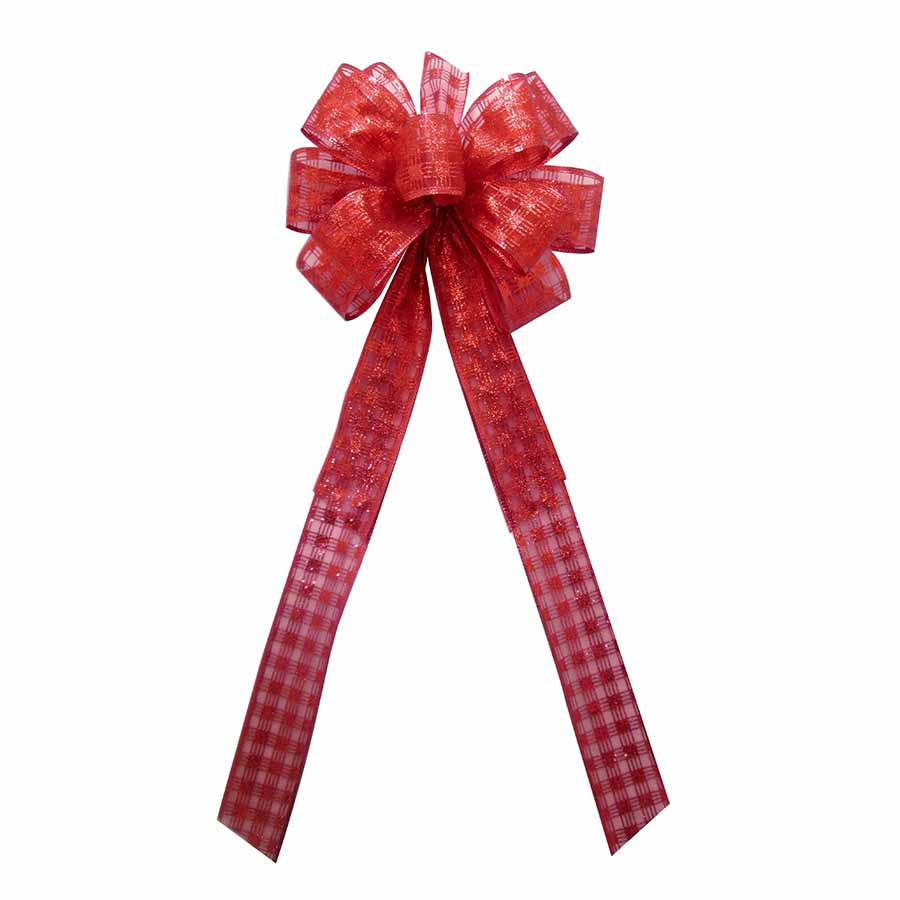 8-in W Red Metallic Bow