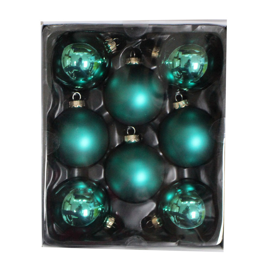 8-Pack Green Ball Ornament Set