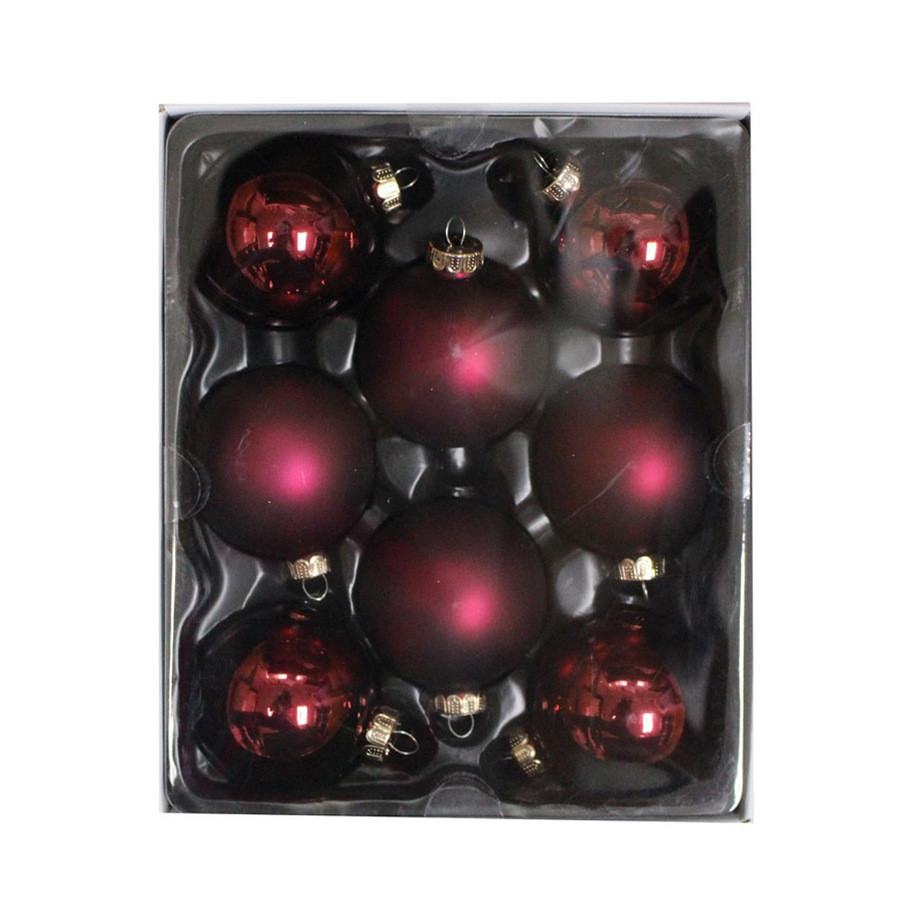 8-Pack Red Ball Ornament Set