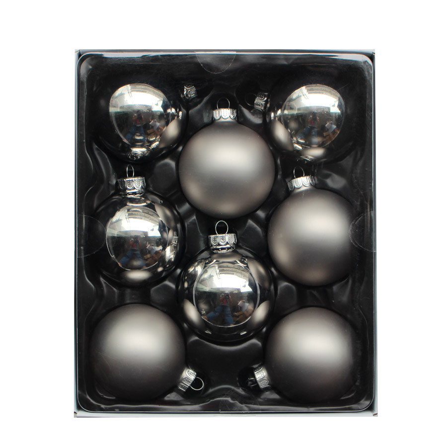 8-Pack Silver Ball Ornament Set