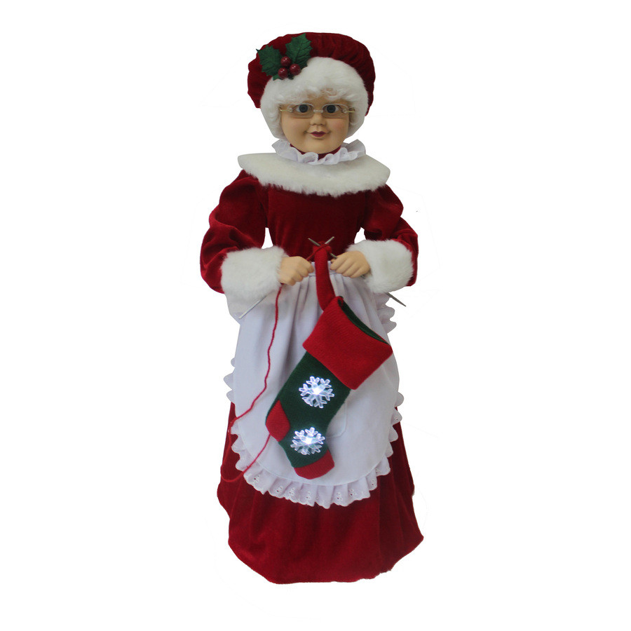 Animatronic Pre-Lit Musical Mrs. Claus with Constant White LED Lights