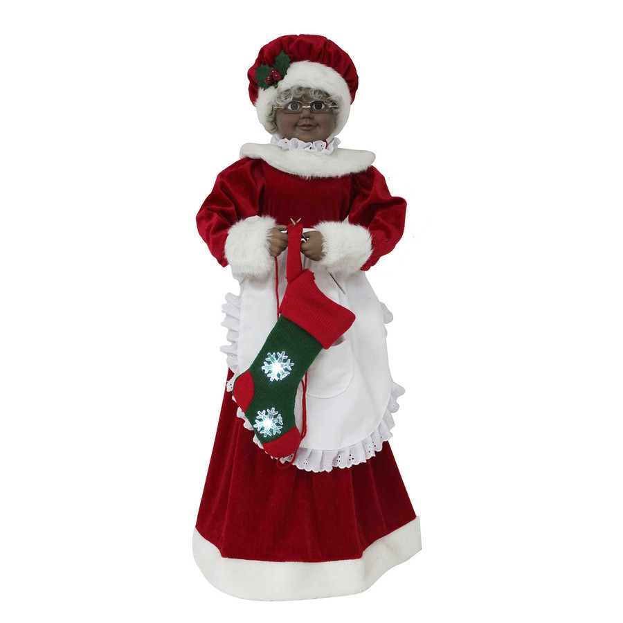 Animatronic Pre-Lit Musical Mrs. Claus with Constant White LED Lights