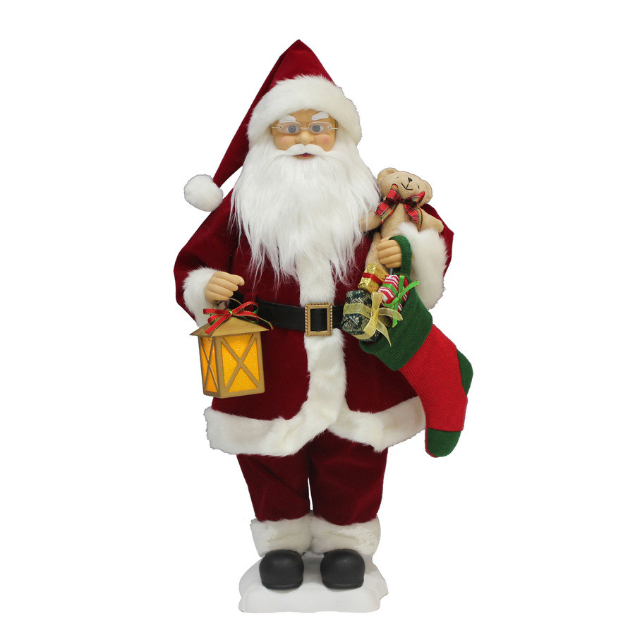 Animatronic Pre-Lit Musical Santa with Constant White LED Lights