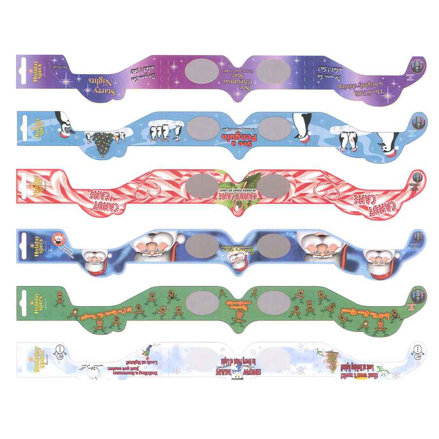 Assorted One Size Fits All Paper 3D Christmas Glasses