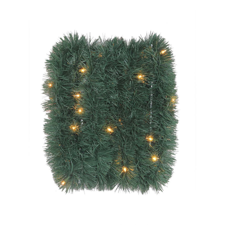 Indoor/Outdoor Pre-Lit 18-ft L Soft Pine Garland with White Incandescent Lights