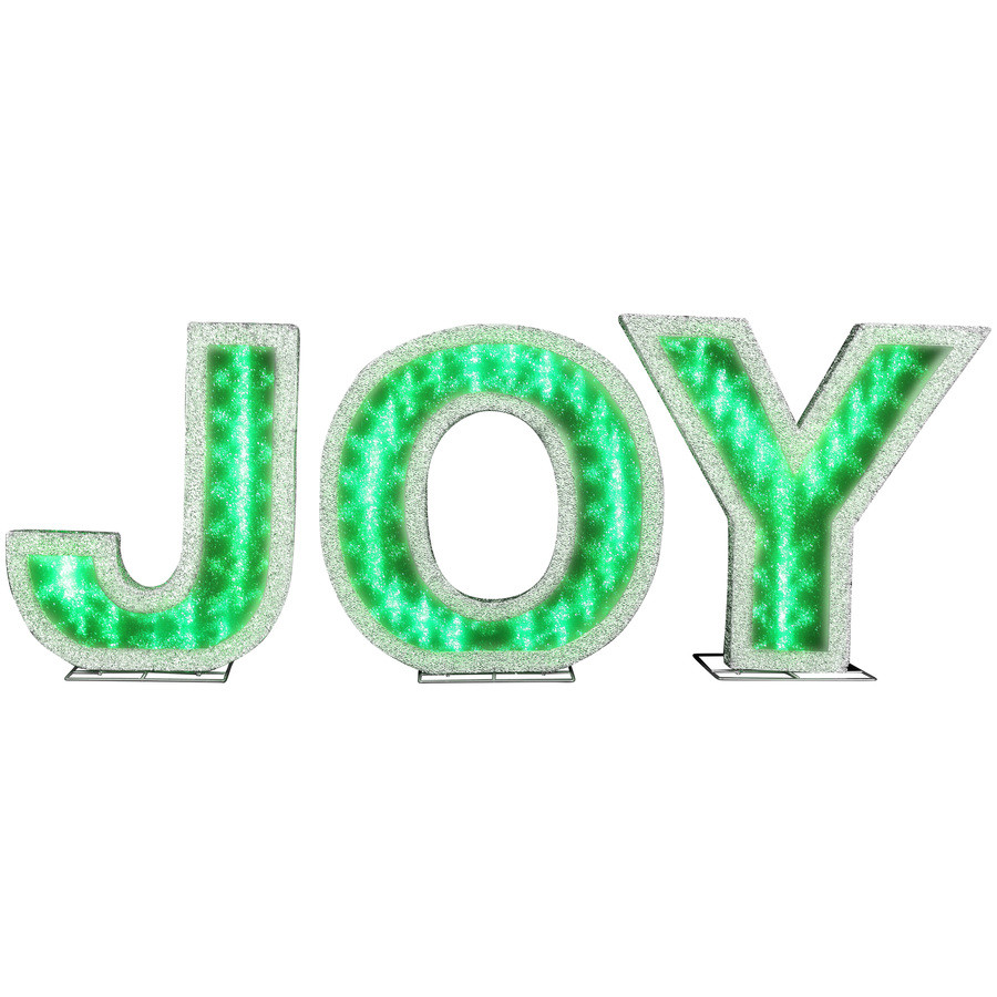 Lighted Joy Metal Freestanding Sculpture Multi-Function Multicolor Led Lights