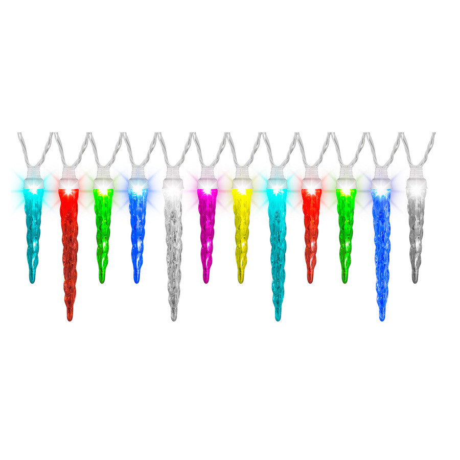 LightShow 24-Count Multi-Function Color Changing Icicle LED Plug-In Christmas Icicle Lights